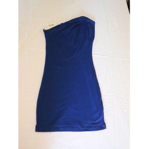 NWT Forever 21 Women's One Shoulder Fitted Dress Royal Blue Size M